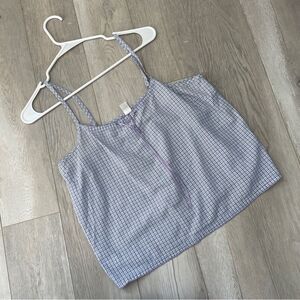 Gingham Cami Tank Top crop womens Purple large cottagecore softgirl retro light